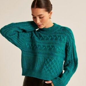 Abercrombie & Fitch Teal Cable Knit Sweater